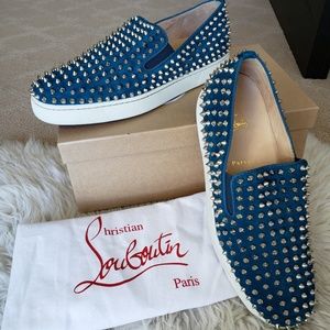 Christian Louboutin roller boat velour spike